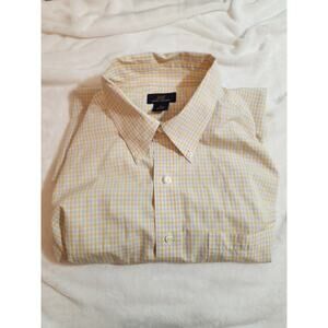 Brooks Brothers Shirt Mens XL Yellow Blue Plaid Madison Long Sleeve 346 Preppy
